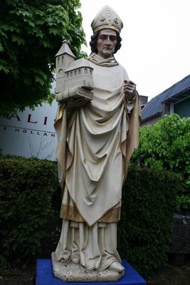 St. Willibrordus / St. Servatius Statue en wood polychrome, Dutch 19th century