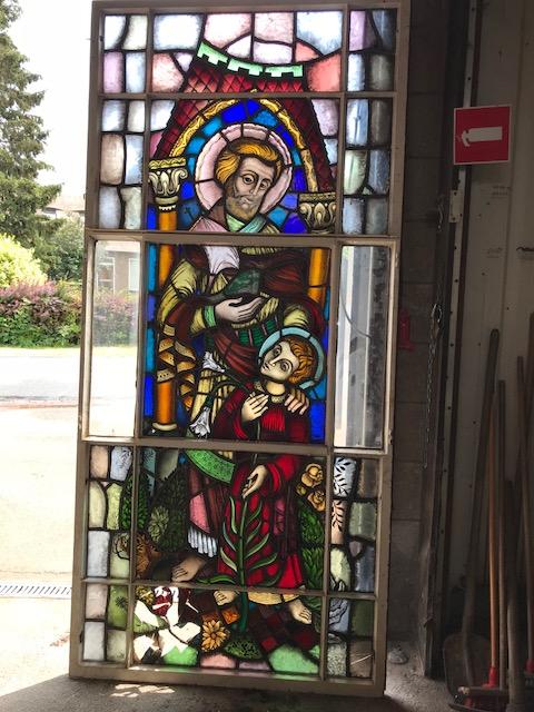 1  Stainded Glass Window. St. Joseph & Child Some Restoration Needed.