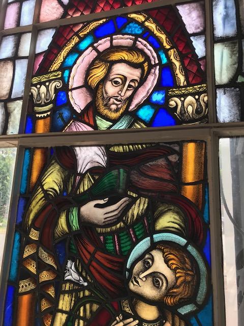 1  Stainded Glass Window. St. Joseph & Child Some Restoration Needed.