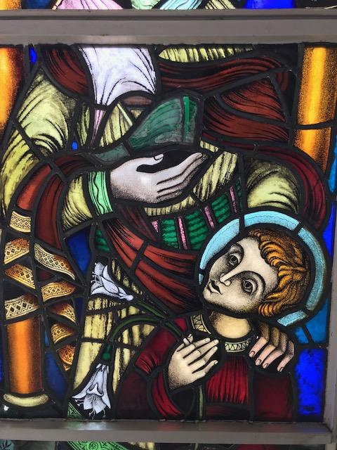 1  Stainded Glass Window. St. Joseph & Child Some Restoration Needed.