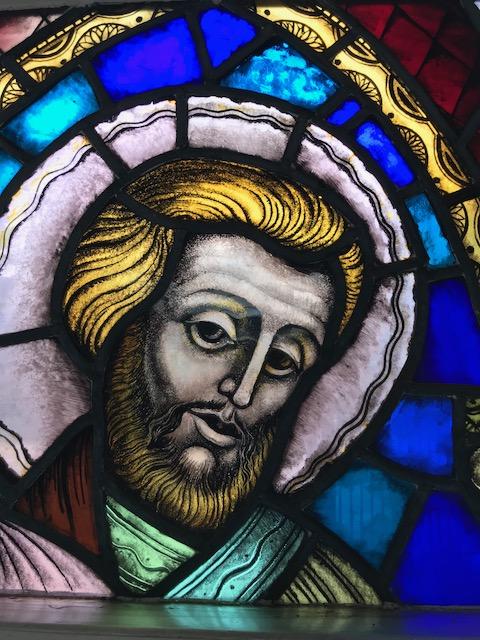 1  Stainded Glass Window. St. Joseph & Child Some Restoration Needed.