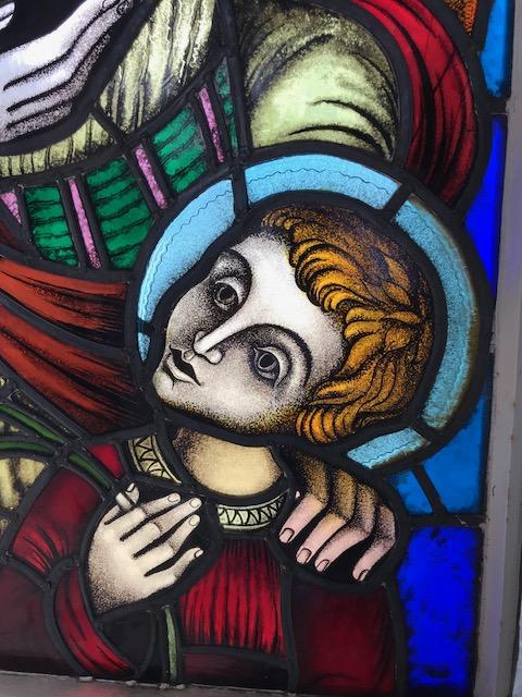 1  Stainded Glass Window. St. Joseph & Child Some Restoration Needed.