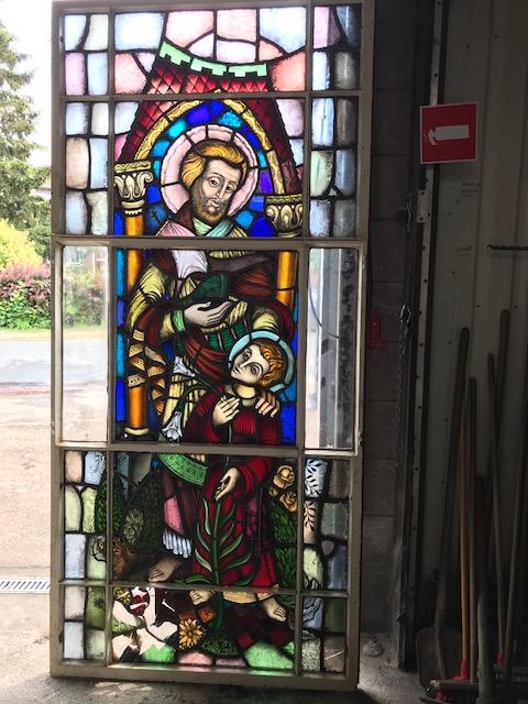 1  Stainded Glass Window. St. Joseph & Child Some Restoration Needed.
