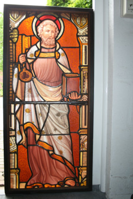 Stainded Glass Window. St. Peter en glass, Dutch 19th century