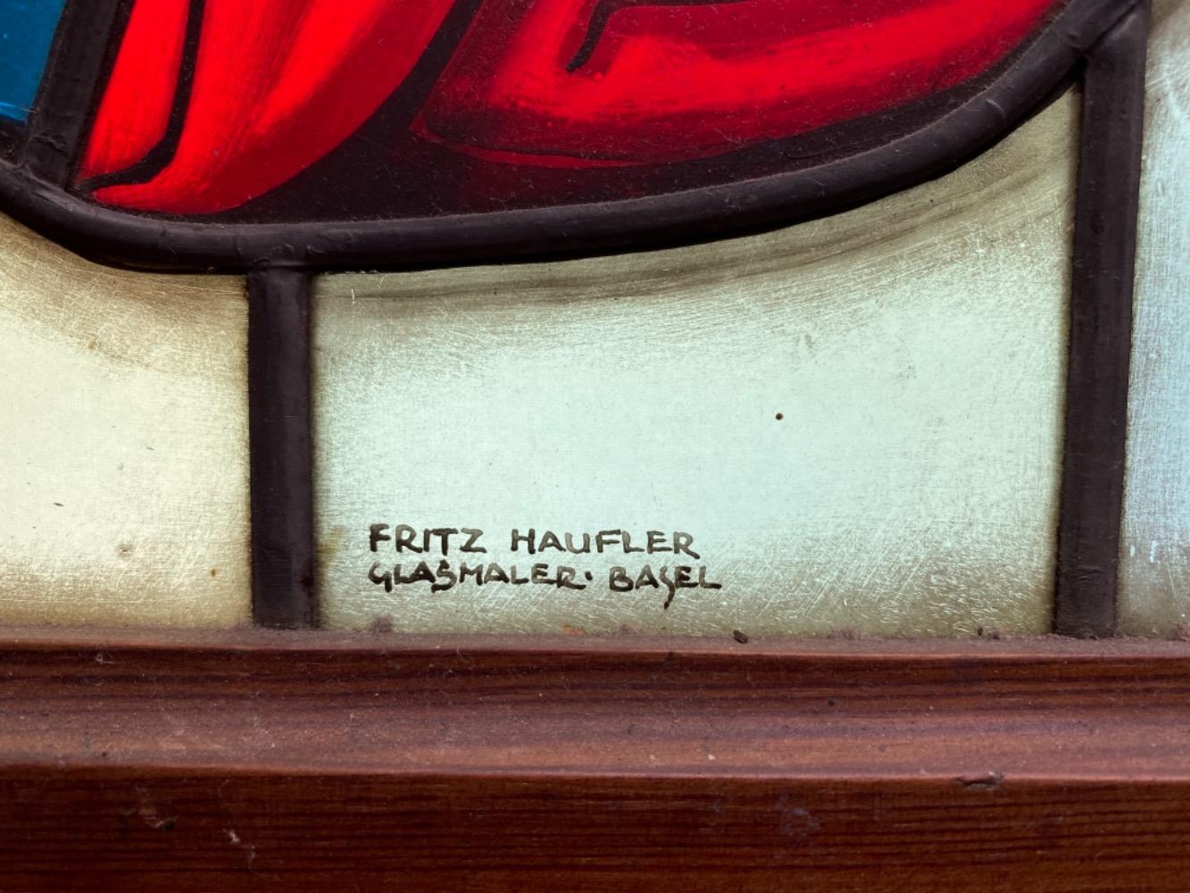 1  Stained Glass Window Signed : Fritz Haufler