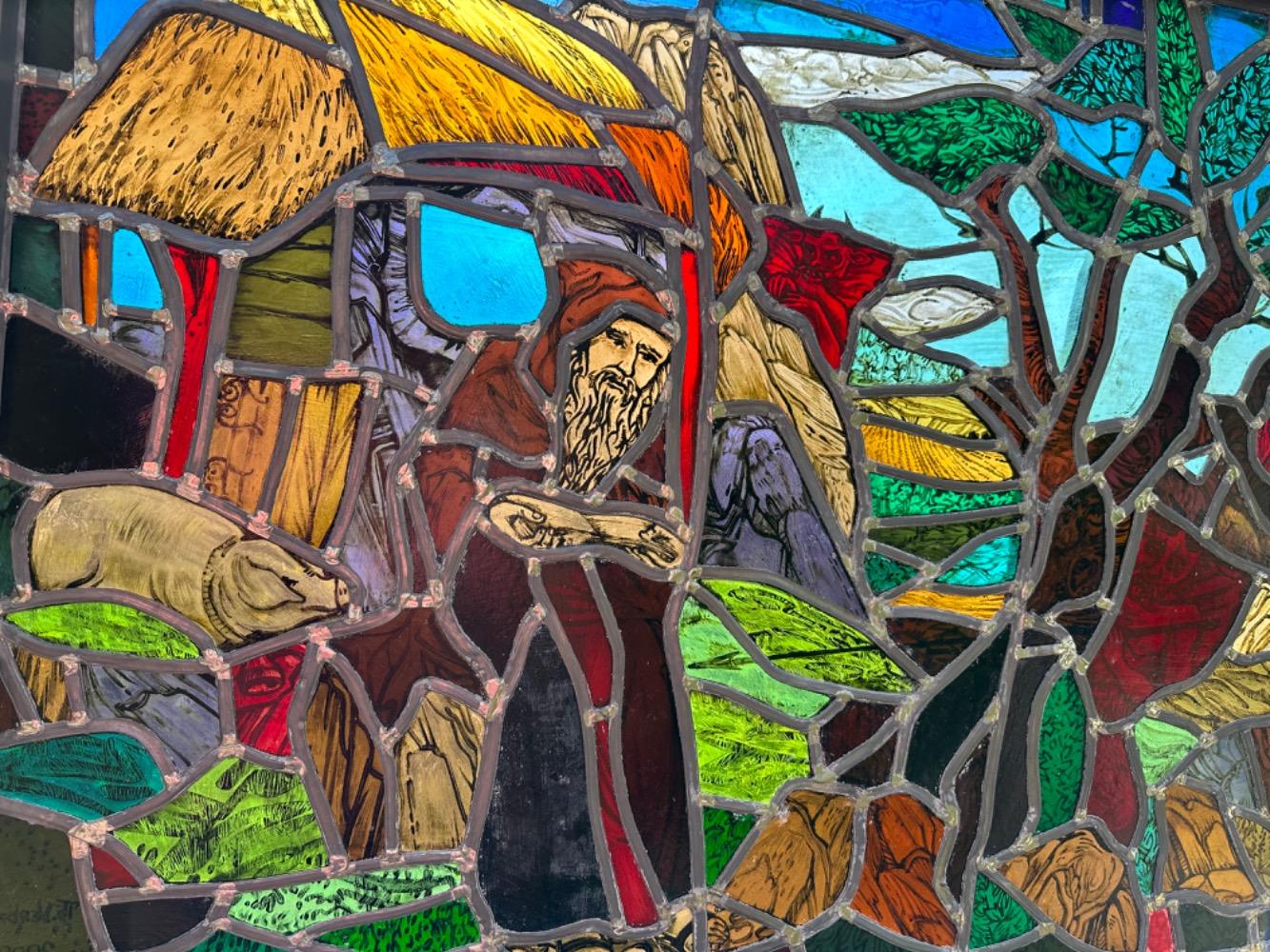 1  Stained Glass Window St. Anthony Abbot By Dhr Theo Verbaal.