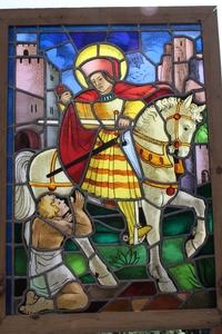 Stained Glass Window. St. Martinus. en Glass , Belgium 20th century (1935)