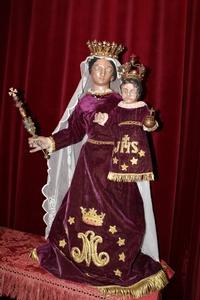 Stake - Madonna en wood polychrome / Dressed, Belgium Flemish 18 th century