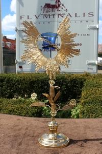 Standing Sanctuary Lamp en brass, Belgium 19th century