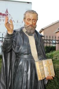 Statue Of The Bienheureux / Blessed Pierre Fourier / 1565 - 1640 en Terra-Cotta polychrome, France 19th century