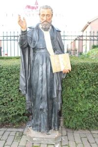 Statue Of The Bienheureux / Blessed Pierre Fourier / 1565 - 1640 en Terra-Cotta polychrome, France 19th century