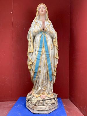 Statue Our Lady Of Lourdes  en Terra-Cotta polychrome, France 19th century ( anno 1870 )