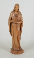 Statue  Sacred Heart Of St. Mary (Matching With Sacred Heart Of Jesus) en hand-carved wood , Dutch 20th century