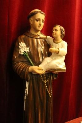 Statue St. Anthony &  Child en Terra-Cotta polychrome, Belgium 19th century