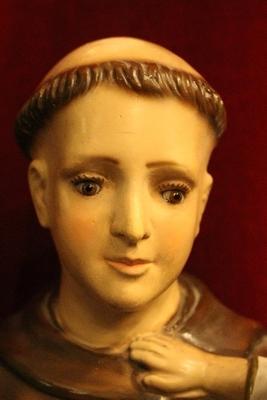 Statue St. Anthony &  Child en Terra-Cotta polychrome, Belgium 19th century