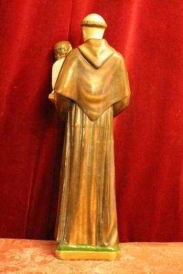 Statue St. Anthony &  Child en Terra-Cotta polychrome, Belgium 19th century