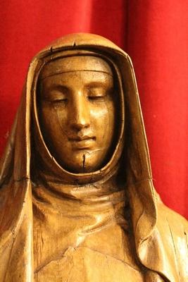 Statue St. Clara / St. Claire With Ciborium              en hand-carved wood , Dutch 19th century ( anno 1835 )