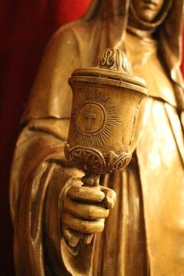 Statue St. Clara / St. Claire With Ciborium              en hand-carved wood , Dutch 19th century ( anno 1835 )