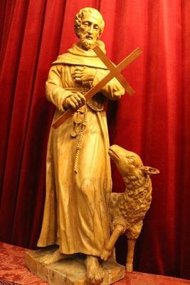 Statue St. Franciscus / St. Francis With Lamb                  en hand-carved wood , Dutch 19th century ( anno 1835 )