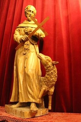 Statue St. Franciscus / St. Francis With Lamb                  en hand-carved wood , Dutch 19th century ( anno 1835 )