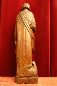 Statue St. John Baptist , Fully Hand-Carved Wood en hand-carved wood , Dutch 19th century