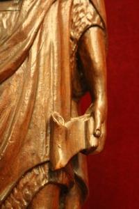 Statue St. John Baptist , Fully Hand-Carved Wood en hand-carved wood , Dutch 19th century