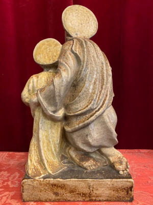 Statue St. Mary With Child  en Terra - Cotta , Beesel Netherlands 20 th century ( Anno 1950 )