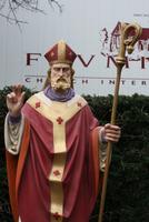 Statue St.Nicholas en Plaster Polycrome, Belgium 19th century