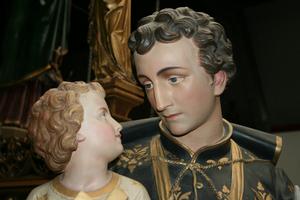 Statue St. Stanislaw Kostka  en HIGH QUALITY TERRA-COTTA POLYCHROME, France 19th century