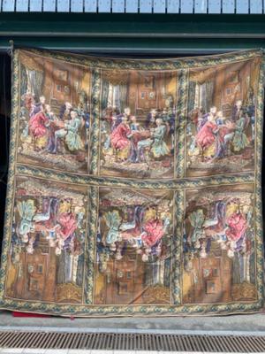 Stunning And Very Rare High Quality Ceiling Tapestry Signed en Fabrics / Embroidery, Brugge Belgium  19 th century ( Anno 1890 )