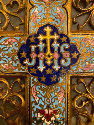 Stunning Large Cross - Holy Water Bucket en Marble  / Enamel / Bronze / Gilt, France 19 th century ( Anno 1865 )