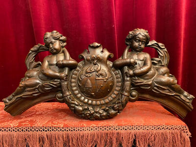 Supraporte With Angels en Oak wood, Belgium  19 th century