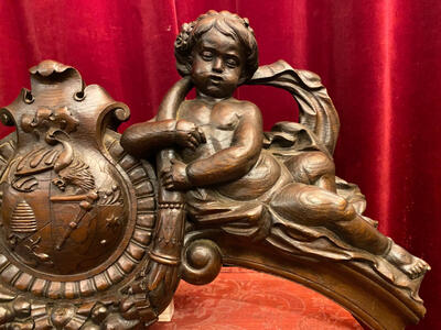 Supraporte With Angels en Oak wood, Belgium  19 th century