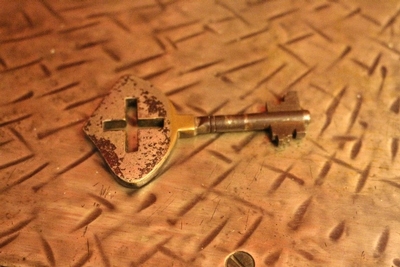 Tabernacle Safe With Original Key en Bronze Plated Steel, Belgium 20th century (1960)