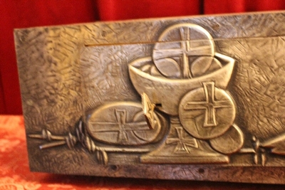 Tabernacle Safe With Original Key en Bronze Plated Steel, Belgium 20th century (1960)