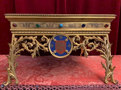 Tabor Enamelled On 4 Sides en Bronze / Gilt / Stones / Enamel, France 19th century ( anno 1870 )