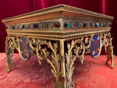 Tabor Enamelled On 4 Sides en Bronze / Gilt / Stones / Enamel, France 19th century ( anno 1870 )