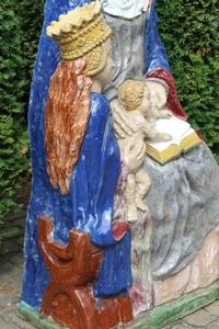 The Virgin & Child With St. Anne Totally Hand-Made Terra-Cotta At The Request Of Dericks & Geldens –Brickyards , Druten – Holland , Anno About 1955. en Terra-Cotta polychrome, Dutch 20th century
