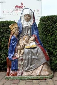 The Virgin & Child With St. Anne Totally Hand-Made Terra-Cotta At The Request Of Dericks & Geldens –Brickyards , Druten – Holland , Anno About 1955. en Terra-Cotta polychrome, Dutch 20th century