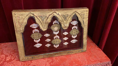 Unique Double Sided Reliquary - Relics From The Lives Of St. Francis Of Sales. & Jeanne Franc. De Chantal. Hand - Written Document Dated 1806  en Originally Sealed / Brass / Glass, France 19 th century ( Anno 1806 )