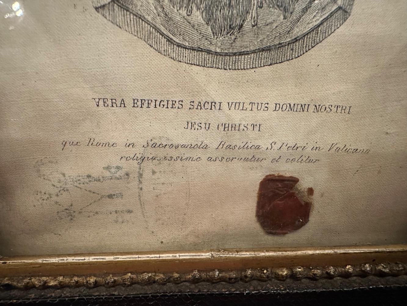 1  Veil / Sudarium Of Veronica Originally Sealed With Document