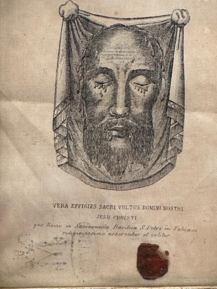 1  Veil / Sudarium Of Veronica Originally Sealed With Document