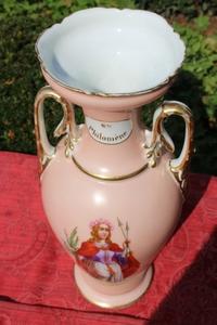 Very Rare Altar - Vase Imagination Of St. Philomena  en hand - painted Porcelain, Belgium 19th century