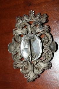 Very Rare And Unique Fully Handmade Filigrain Brooch en silver / enamelled, AUSTRIA 18 th century