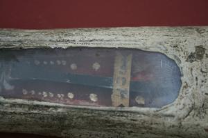 Very Rare Arm - Reliquary. Relic Iron-Touch-Nail : St. Jean / St. John.  en fully handcarved wood polychrome, France 18 th century