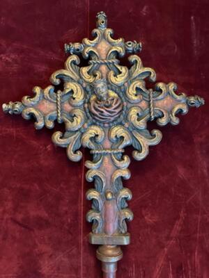 Very Rare Double Sided Cross en Wood,