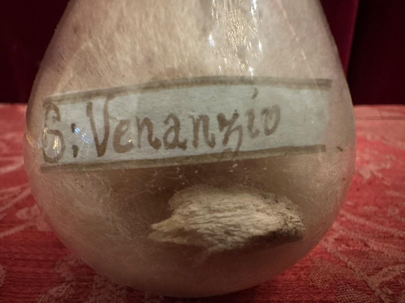 1  Very Rare Glass-Bulb-Reliquary Ex Ossibus St. Venantius Of Camerino