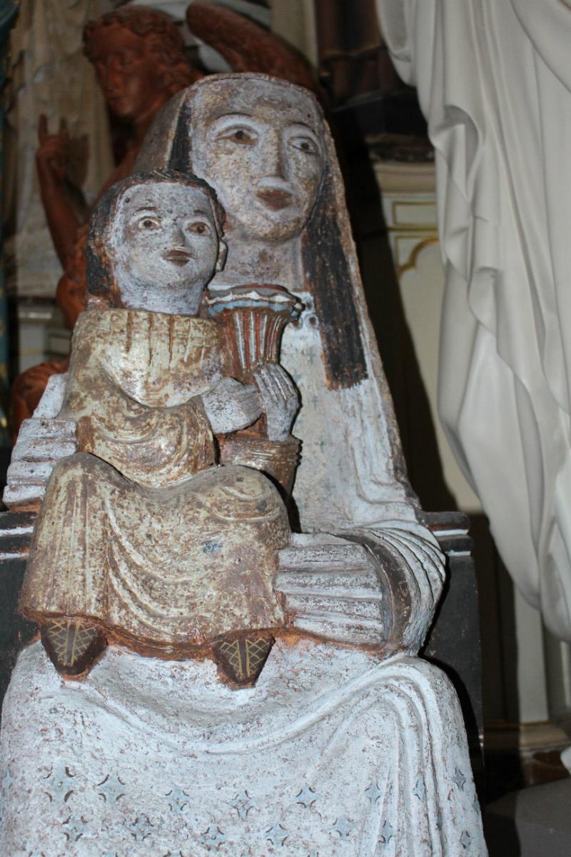 1  Very Rare, Special And Heavy Statue St. Mary &  Child , Design Based On Various Styles And Cultures , Terra-Cotta , Statue And Colours Burned In A Kiln , Netherlands , 1960 , Higher Price-Range.