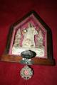 Very Special Small Folk-Devotion-Altar , St. Mary With Child Behind Glass In Wooden Frame France 19th century