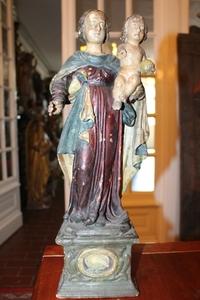 Wooden Sculpture With Relic Inside : St. Catherine en wood polychrome, France 18 th century